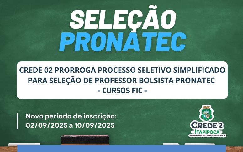 Prorrogação Professor Bolsista Pronatec – Cursos FIC